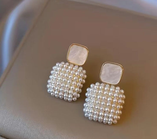 White Faux Pearl Earrings