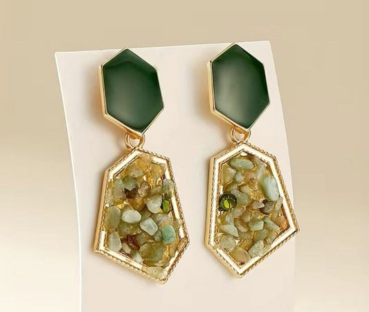 Green Crystal Decor Earrings