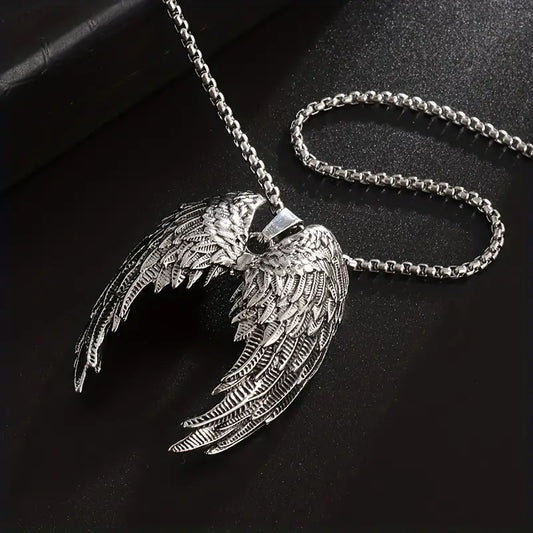 Silver Metal Angel Wings Necklace