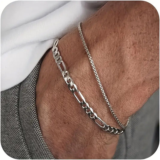 2 pieces Men's Stainless Steel Chain Bracelets